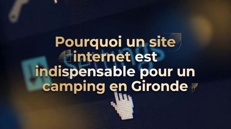 Image de couverture stylisée avec titre pour l’article Pourquoi un site internet est indispensable pour un camping en Gir…