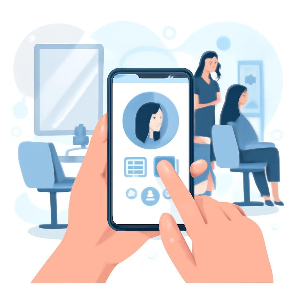 Client qui réserve un rendez-vous de coiffure en ligne sur mobile