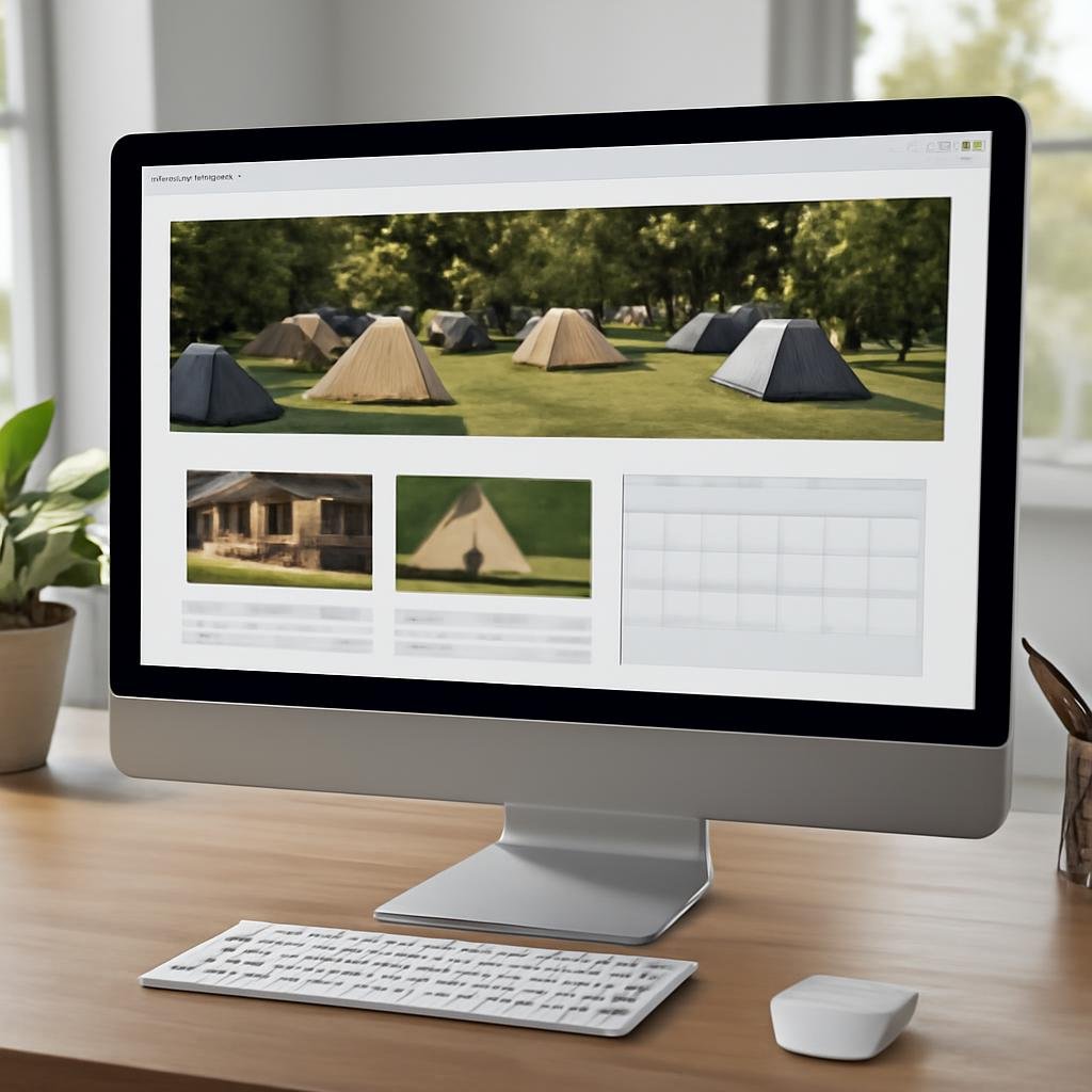 Interface de réservation en ligne pour camping sur ordinateur