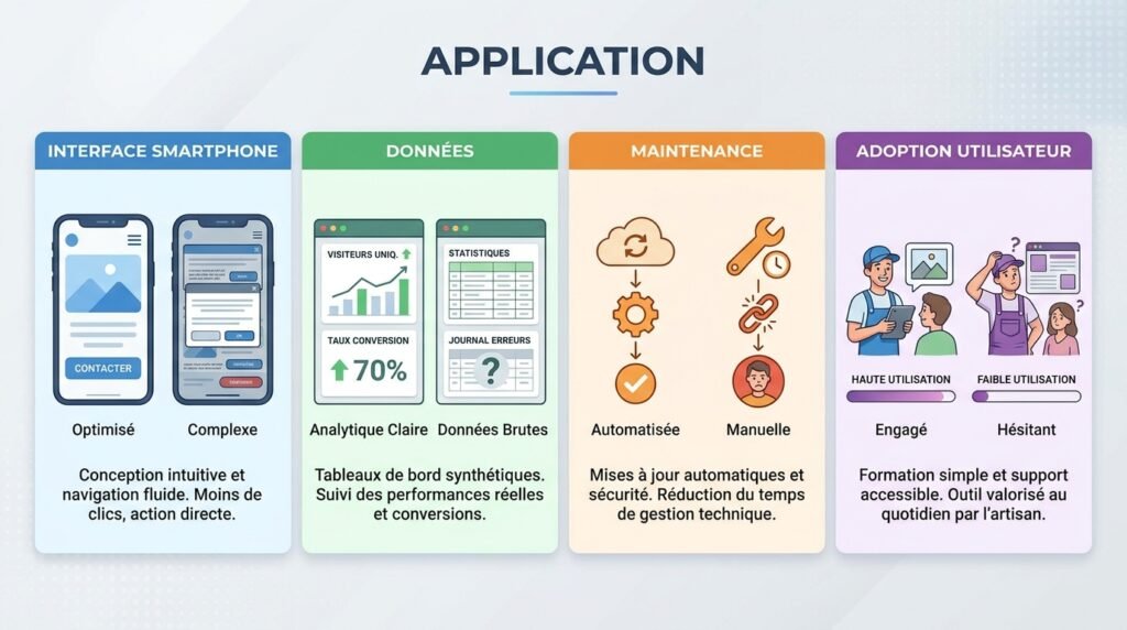 Infographie points clés avec texte sur optimisation site vitrine