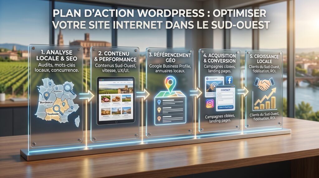Schéma explicatif réaliste avec texte sur optimiser site internet sud