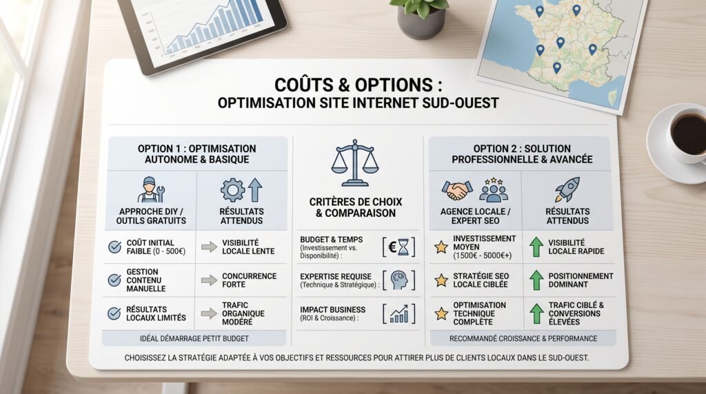 Schéma comparatif réaliste avec texte sur optimiser site internet sud