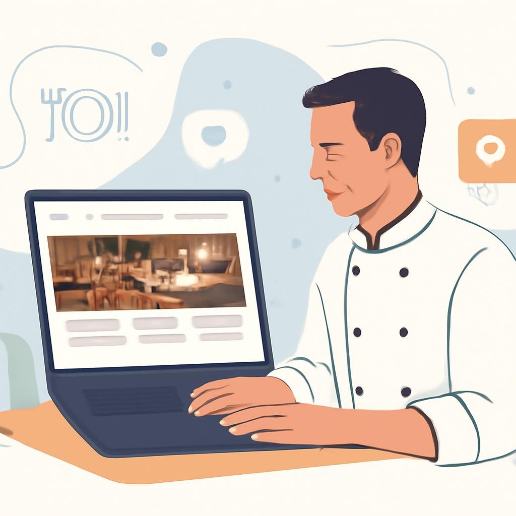 Restaurateur travaillant sur un site de restaurant