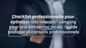 Image de couverture stylisée avec titre pour l’article Checklist professionnelle pour optimiser site internet camping pour u…