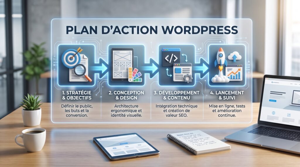Schéma explicatif réaliste avec texte sur site internet professionel