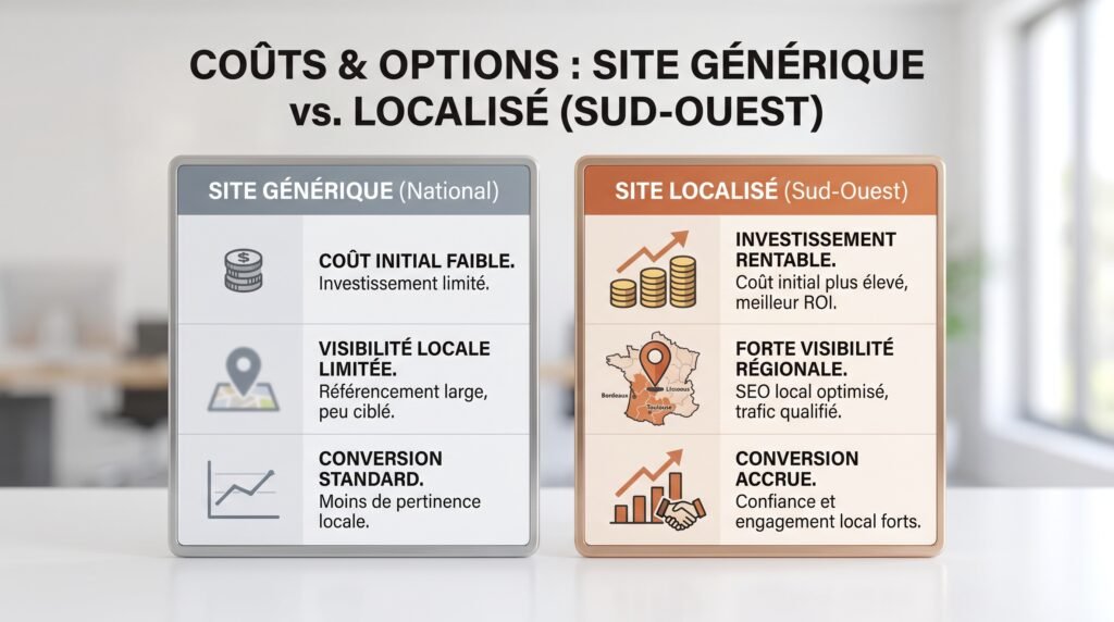 Schéma comparatif réaliste avec texte sur site internet region sud