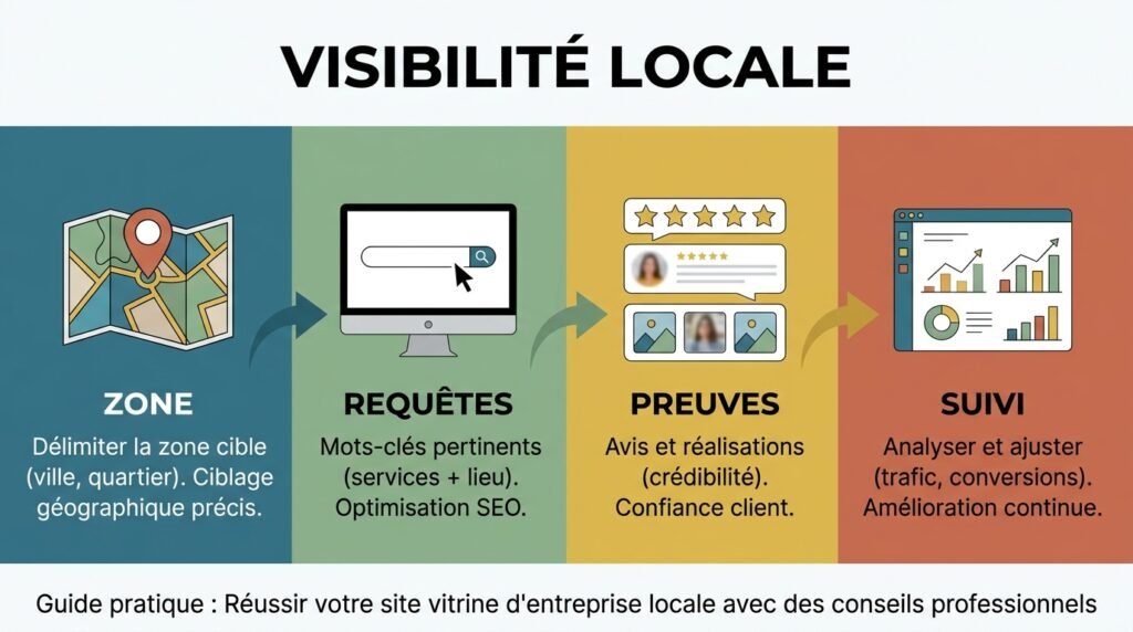 Infographie points clés avec texte sur site vitrine