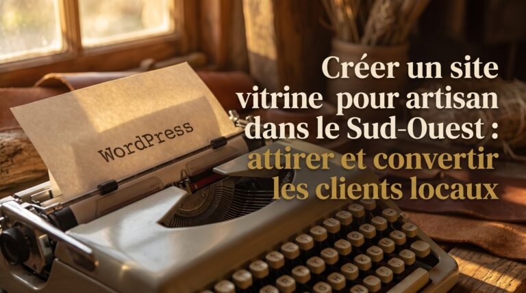 Image de couverture stylisée avec titre pour l’article Créer un site vitrine pour artisan dans le Sud-Ouest : attirer et con…