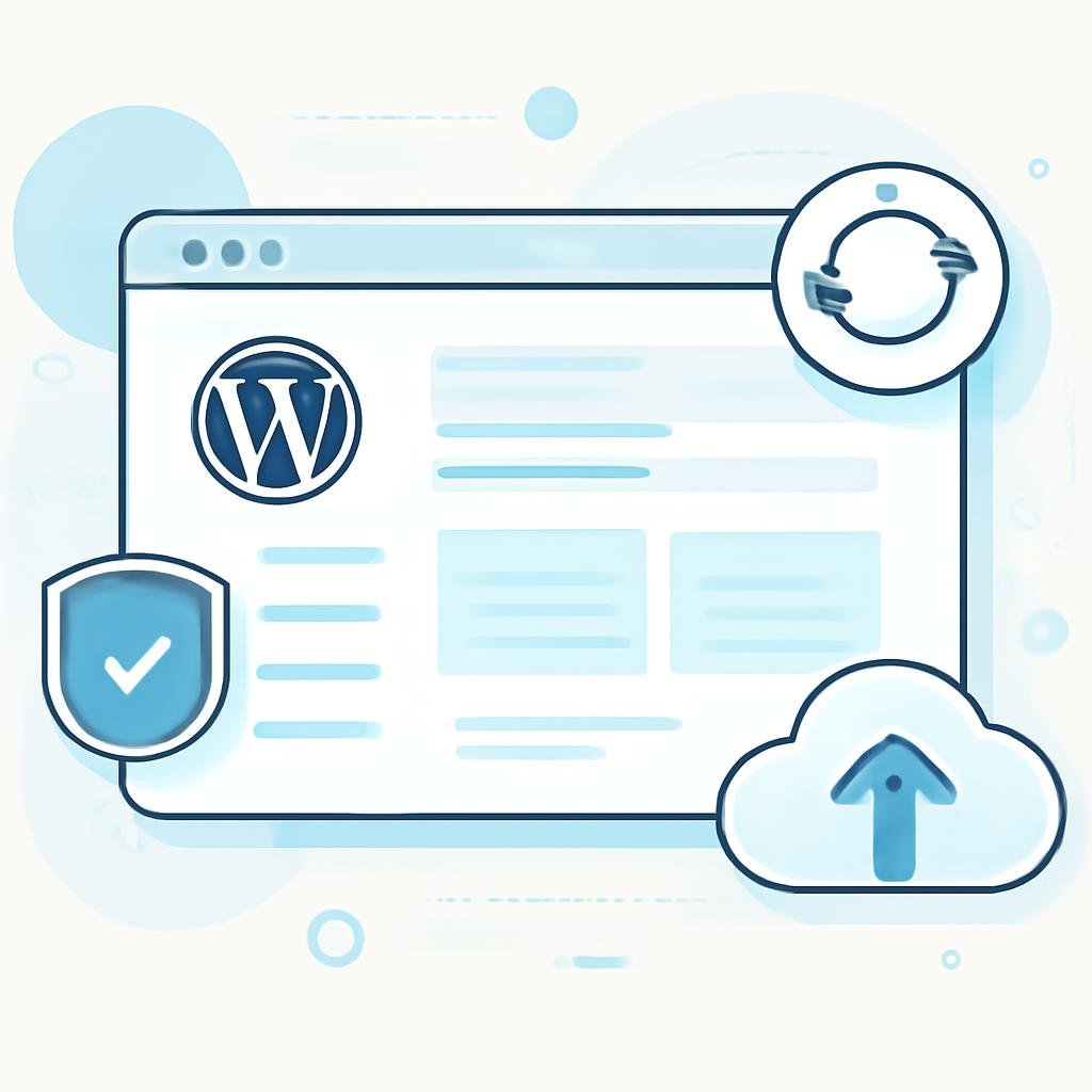 Tableau de bord WordPress montrant la maintenance et la sécurité du site