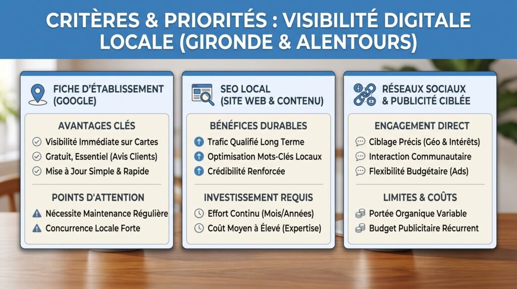 Schéma comparatif réaliste avec texte sur visibilité digitale