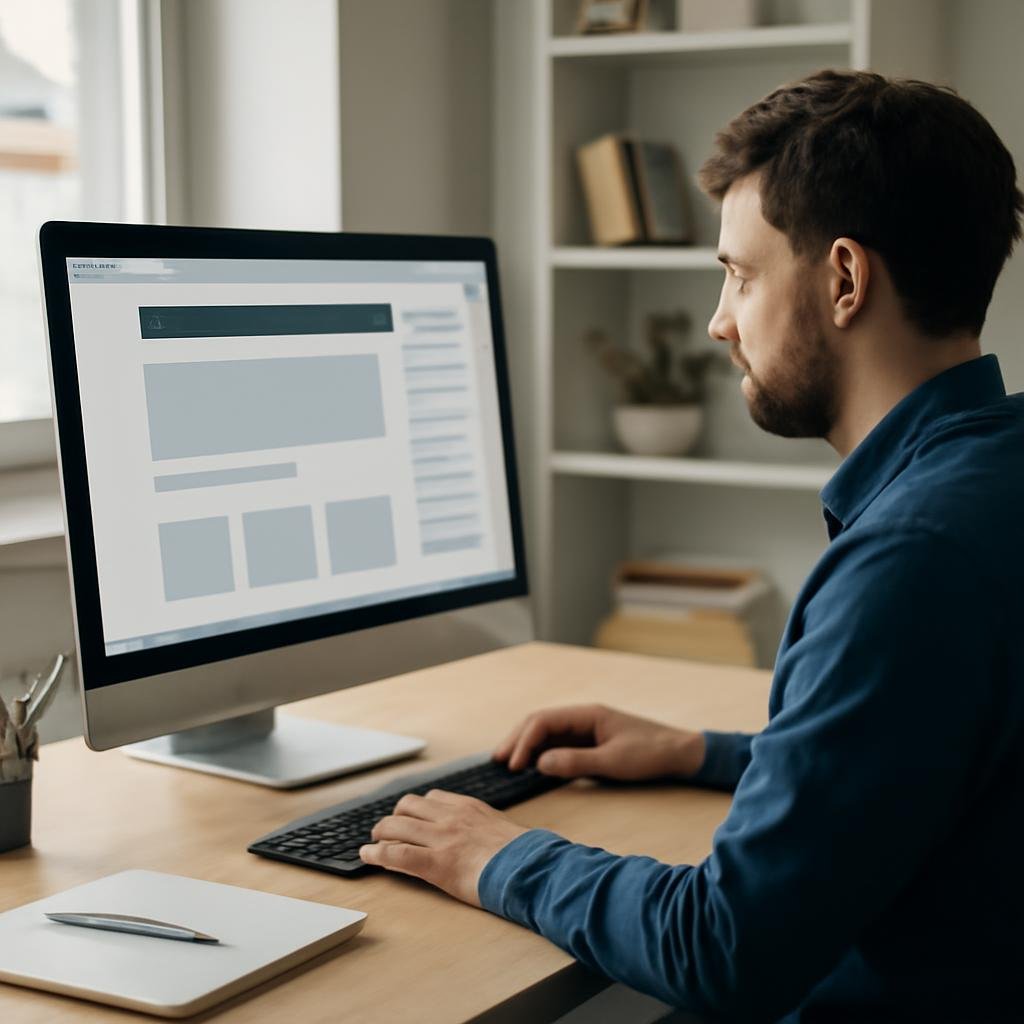 Web designer travaillant sur la maquette d’un site vitrine